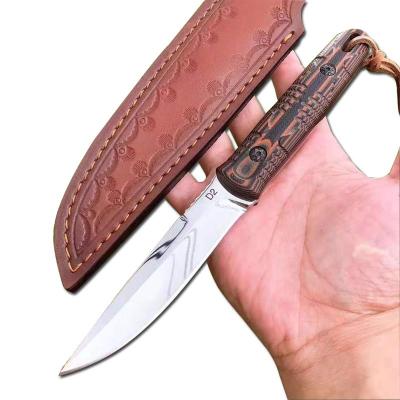 China Buy D2 Survival Hunting Knife Non-variable Group of Ten Fixed Blade For EDC Pocket Knives With Leather Sheath for sale