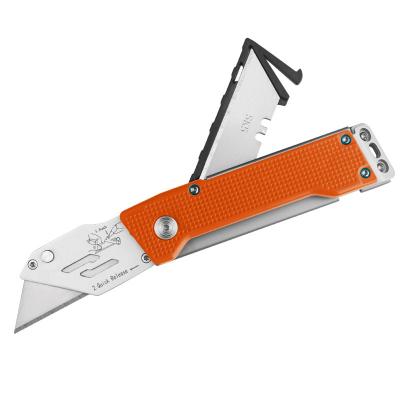 China With 5pcs SK5 Blade Hardness Custom Orange 420 Steel High Pocket Folding Utility Knife With 5PCS SK5 Blade for sale