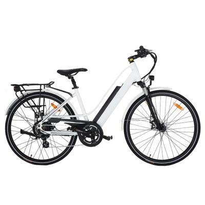 China White Rear City Electric Bike 700C Aluminum Alloy 36V 7 Speed ​​Motor LED Electronic Bicycle LCD Light Digital Display Road Bike for sale