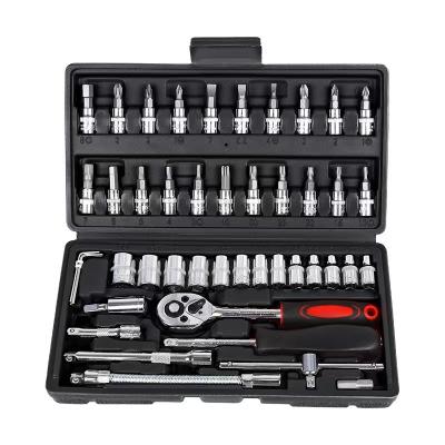 China Auto Repair Tools 46 PCS Heavy Duty Black Stainless Steel Tool Kit Box Mechanic Car Repair Mechanic Tools Other Pneumatic Tools for sale