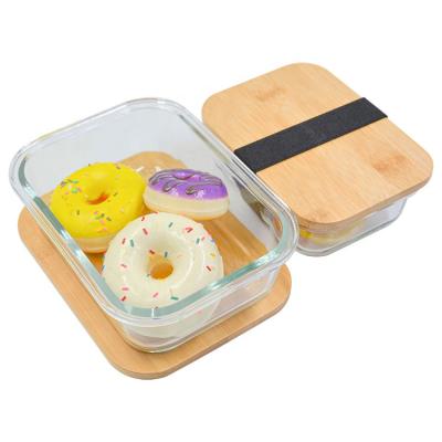 China Sustainable High Temperature Resistant Air Tight Bamboo Glass Food Container With Lid for sale