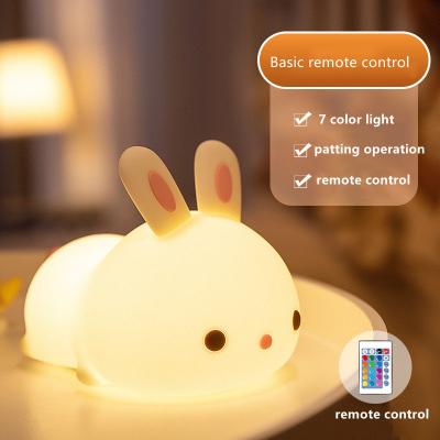 China Rabbit Led Cute Rabbit Night Light Kids Baby LED Bedside Lamp USB Silicone Nursing Light Touch Dimmable For Girls Women for sale