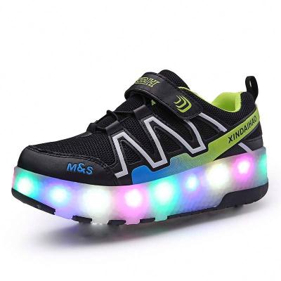 China EVA Kids Two Wheels Shoes with Lights Rechargeable Boys/Girls Roller Shoes Shape Skate Unisex Sneakers for sale