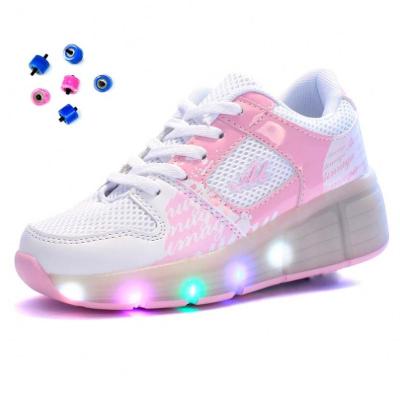 China Fashion\Comfortable\Durable Kids Fashion Wheels Shoes Loading Luminous Skate Sneakers Boys/Girls Casual Breathable Roller Shoes for sale