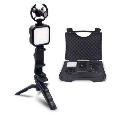 China Mini Customized Sufficiency Mobile Phone Mini Video Light Microphone Direct Selling RGB Tripod Live Broadcast Kit for sale