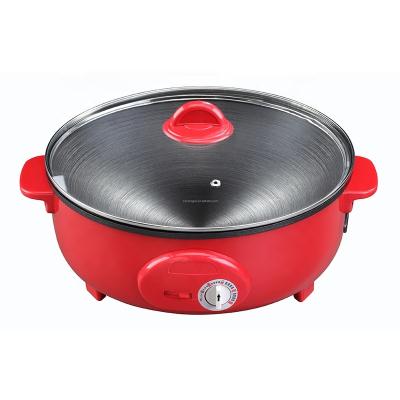 China Multifunctional Electronic Frying Pan Kitchen Electric Cooker Multi-Function Red Frying Pan Smoothly Heating for sale