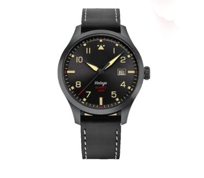 China Luxury Minimalist Men's Day/Date Stainless Steel Luminous Watch Watch, 100M Waterproof Leather Band Quartz Watch for sale