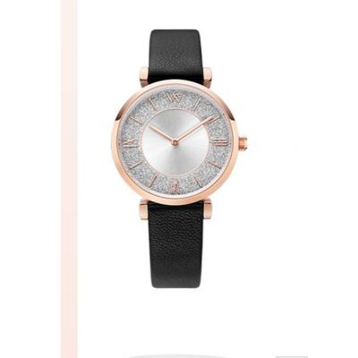 China Water Resistant Women Fashion Watches Diamond Watch And Ultra Thin Quartz Watch With Leather Band for sale