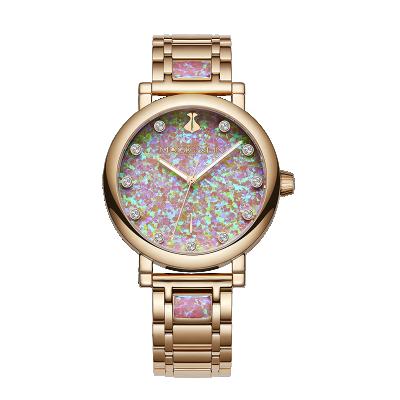 China New Fashion Fire Opal Dial Stainless Steel Swiss Quartz Movement Sapphire Crystal Super Luminous Waterproof Watch For Women for sale