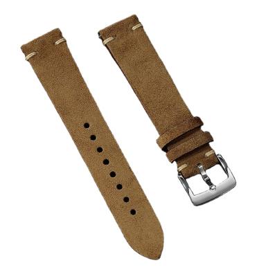 China Good Quality Nubuck Leather Genuine Leather Strap Size And Color Customizable Suede Watch Band for sale