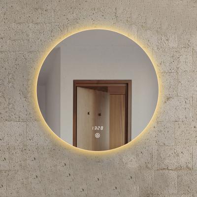 China Hot Selling Customized Design Hotel Modern Fog Light Round Full Rectangular Silver Copper Mirror Rack Bathroom LED Wall Mirror for sale