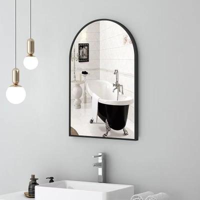 China Customized Good Design Modern Metal Shaped Arch Mirror Glass Sheet Modern Metal Arch Standing Full Body Shower Bathroom Wall Mirror for sale