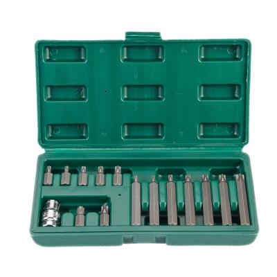 China For car repair. 15pcs CRV Hex Spline Shank Spline Insert Set Bit Drive Screwdriver Bit Set for sale