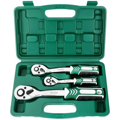 China High Quality 72T Automotive 3 Pieces Quick Release Ratchet Handle For Compound Wheel Offset Ratchet Set With Rubber Grip for sale