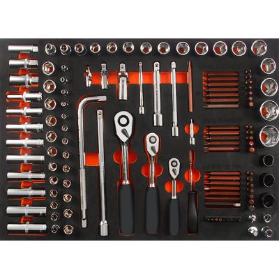 China Auto General Repair 121pc Car Repair Tool Cabinet Tray With Impact Sockets Ratchet Wrench for sale