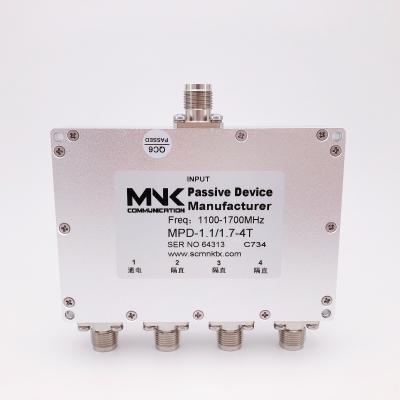 China TNC 1.1-1.7G GPS Gnss Connector 1100-1700MHz 4 Way Power Splitter Power Splitter Combiner MPD-1.1/1.7-4T for sale