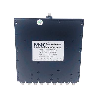 China Industrial Power Splitter 1-3Ghz 9-Way Wilkinson Power Combiner SMA-Female Passive 1000-3000 MHz 9Way RF Suppliers MPD-1/3-9S for sale