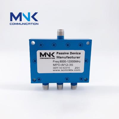 China 8000 -12000MHz 3 Way Power Splitter 8 - 12G Stainless Steel Connector Three Wilkinson Splitter SMA-Female MPD-8/12-3S for sale