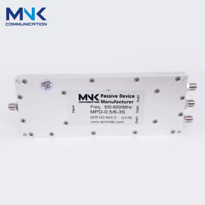 China Hot SMA-F 500-6000MHz 3 Way Power Splitter 0.5-6G 1 In 3 Microstrip Wilkinson Splitter Factory Direct MPD-0.5/6-3S for sale