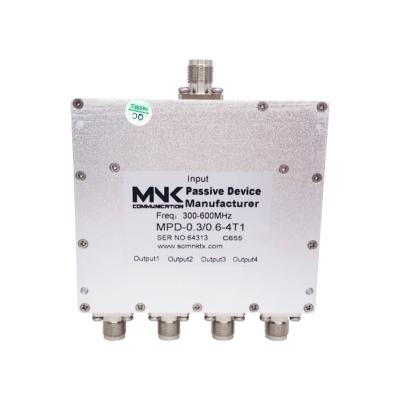 China TNC 300-600MHz 4 4-Way Wilkinson RF Power Splitter Power Spliter Combiner Factory Direct Sale MPD-0.3/0.6-4T1 for sale