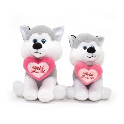 China Wholesale Cute Valentine's Day Gifts Small Dog Hug Heart Plush Toy for sale