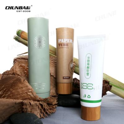 China Eco Friendly Plastic Cream Tube Sugar Cane Paper Refillable Fast Shipping Red 100ml 100g Black Outer Cosmetic Solid Soft Tube for sale