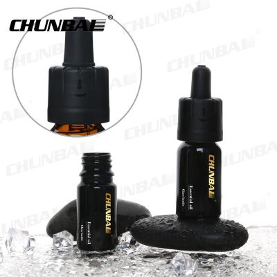 Cina color printer round 30ml matte black glass dropper bottle with rubber dropper cap packaging box for essential oil in vendita