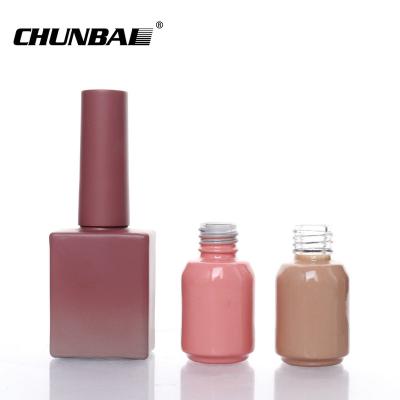 China frosted private label rose gold glass bottle with brush clear fancy uv nail polish bottle for sale