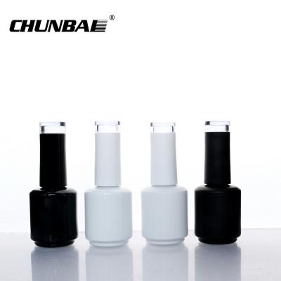 China manufacturer wholesale custom empty matte black white square 15ml clear glass nail polish bottle with wide brush for sale