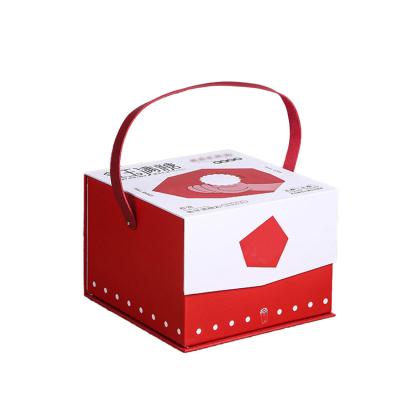 China Recyclable Gift Packaging Wedding Cardboard Boxes Inner Paper Box With Handle Cake Gift Food Packaging OEM Your Own Logo for sale