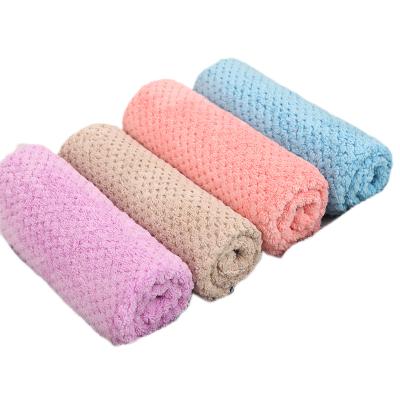 China Grid Kid Safe Coral Bath Pineapple Towel Fleece Quick-Drying Hair Absorbent Soft Non-Shedding Thickened Face Towel for sale