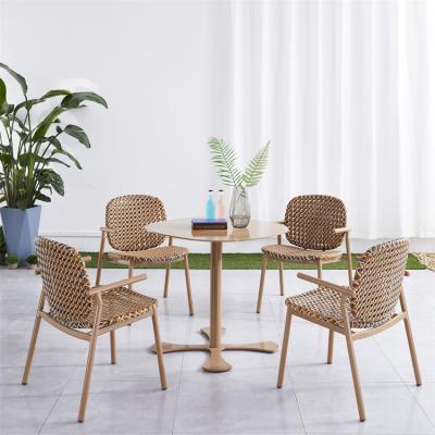 China New Arrival Eco-friendly Indoor Outdoor Waterpoof Rattan Wicker Chair Durable Restaurant Dining Table Set Bistro Coffee Table Set for sale