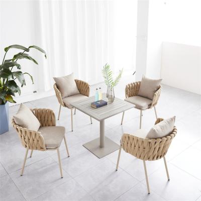 China Eco-friendly Hotel Backyard Chair Aluminum Rope Garden Design Leisure Frame Dining Chair Outdoor Resort Chair for sale