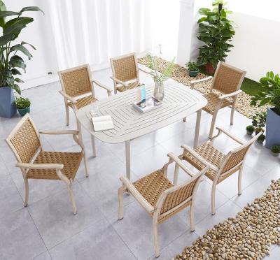 China Outdoor Eco-friendly Garden Wicker Rattan Chair Hotel Patio Dining Aluminum Chair Frame Backyard Leisure Chair for sale