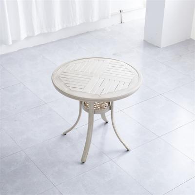 China Eco-friendly European style aluminum frame round table restaurant hotel backyard dining table with 4 seat cafe tea table for sale