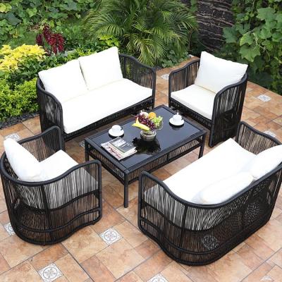 China Eco-friendly Patio Sofa Lounge Outdoor Furniture Garden Wicker Rattan Sofa Set for sale