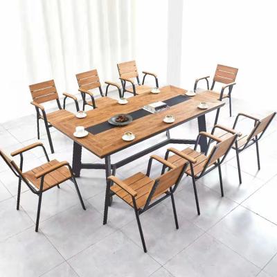 China Outdoor Eco-friendly Resort Hotel Restaurant Garden Dining Dining Table And Furniture Patio Plastic Wood Chairs for sale