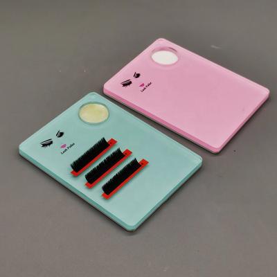 China Custom Logo Private Label Acrylic Glass Wick Tile With Jade Stone Grafting False Eyelash Palette Tool for sale