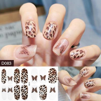 China Nail Art Decoration 2021 New Fashion Butterfly Full Cover Nail Wraps Leopard Nail Stickers Nail Art Adhesive Decals for sale