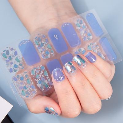 China Nail Art Decoration Wholesale 3D Laser Full Cover Nail Wraps Nail Stickers Gel Nail Polish Adhesive Tape for sale