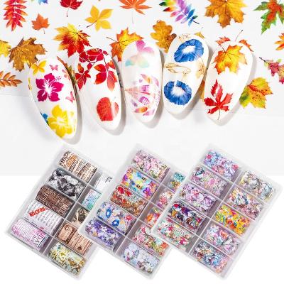 China Nail Art Decoration Butterfly Flower Nail Transfer Foil Nail Art Stickers For DIY Nail Art Decoration Decals for sale