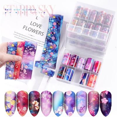 China Nail Art Decoration New Nail Stickers Beauty Sky Transfer Paper For Art Decoration Flowers Nail Sky Foil for sale