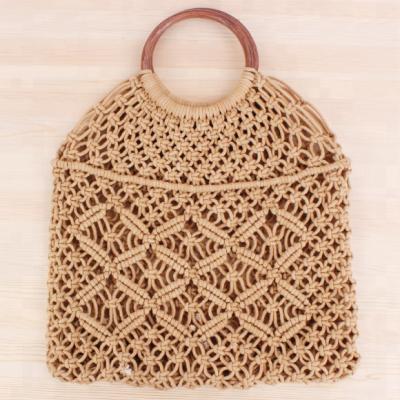 China 2018 Straw Cotton Thread Bag Women Handbag Wholesale Hot Beach Woven Tote Rattan Bag High Quality for sale