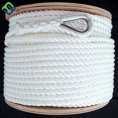 China Witte 3 Bundel Verdraaide Nylon van de het Ankerlijn van de Kabel Nylon Boot het Ankerkabel Te koop