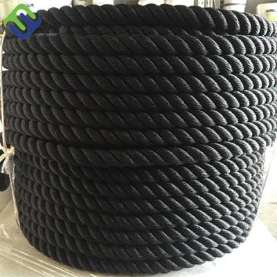 China Black Color 3 Strand Nylon PA 6 Twisted Rope For Marine Mooring Boat Ship Towing for sale