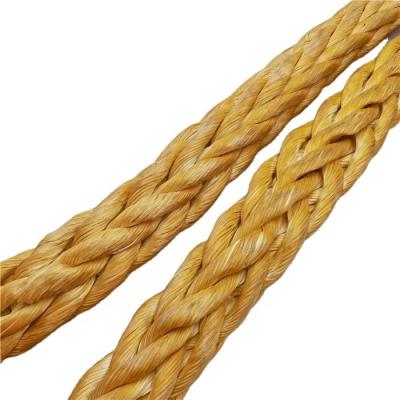 China 28mm-20mm 12 Strand Braided Uhmwpe Tug Boat Towing Rope Ship Marine Rope Mooring Hawser Rope for sale