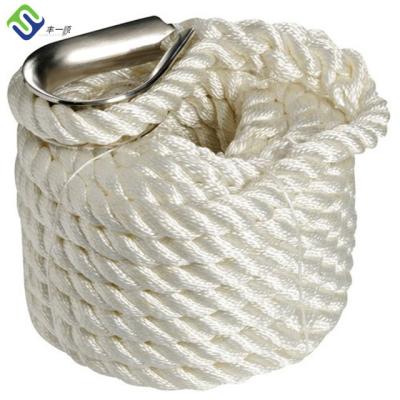 China 32mm 3 Strand Nylon Rope Twisted Marine Three Strand Dock Lines for sale