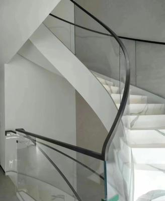 China ECT Top Sale Modern Steel Marble Tread Steel Guardrail Curved Staircase for sale