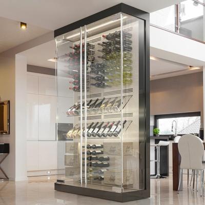 China ECT Contemporary High Quality Modern Hotel Stainless Steel With Led Red Wine Shelves Display Cellar Cabinet Showcase for sale