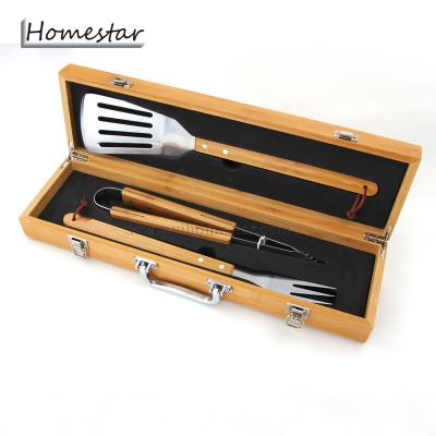 China Easily Cleaned Personalized Engraved Grill BBQ Gifts Set For Men Dad Dad Deluxe Bamboo BBQ Tools for sale